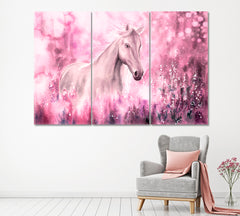 Wild White Horse Canvas Print ArtLexy 3 Panels 36"x24" inches 