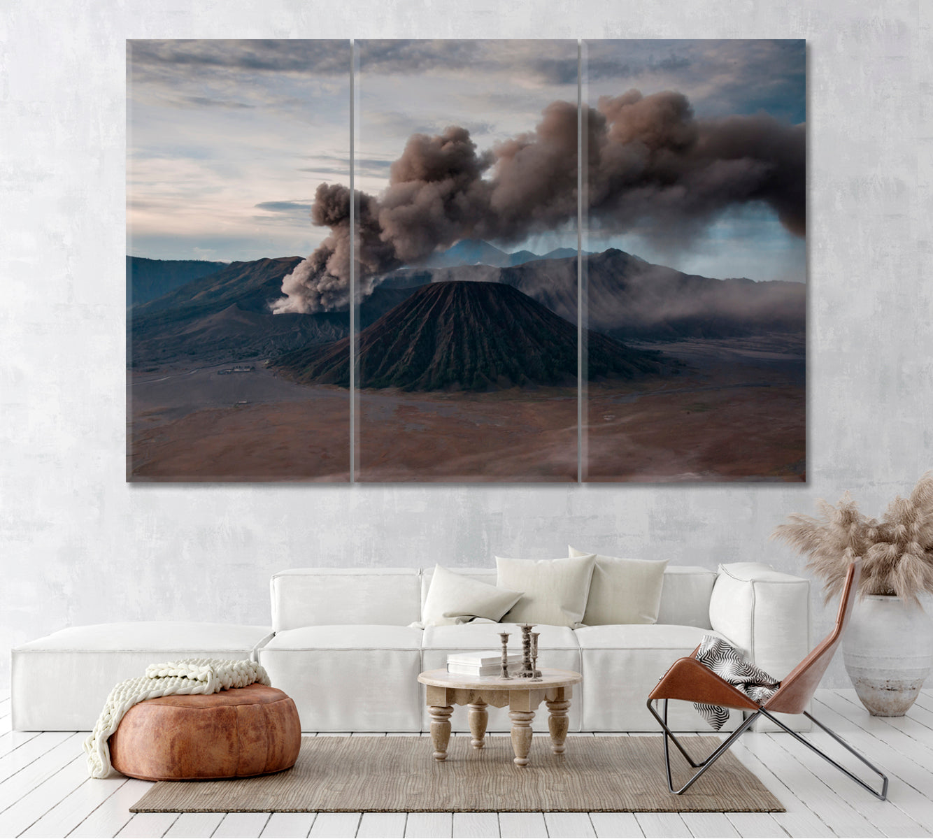 Mount Bromo Eruption Java Indonesia Canvas Print ArtLexy 3 Panels 36"x24" inches 