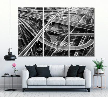 Sheikh Zayed Expressway Dubai Canvas Print ArtLexy 3 Panels 36"x24" inches 