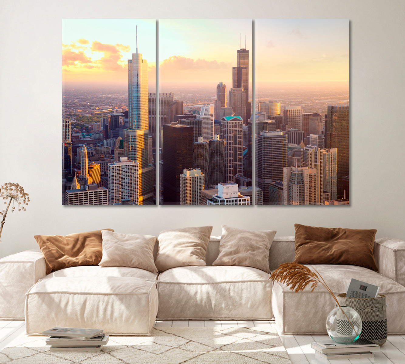 Chicago Skyscrapers at Sunset United States Canvas Print ArtLexy   