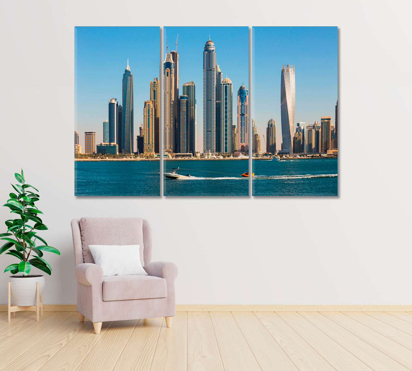 Dubai Cityscape Canvas Print ArtLexy 3 Panels 36"x24" inches 