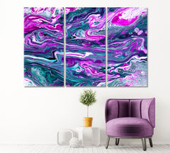 Purple Marbled Waves Canvas Print ArtLexy 3 Panels 36"x24" inches 