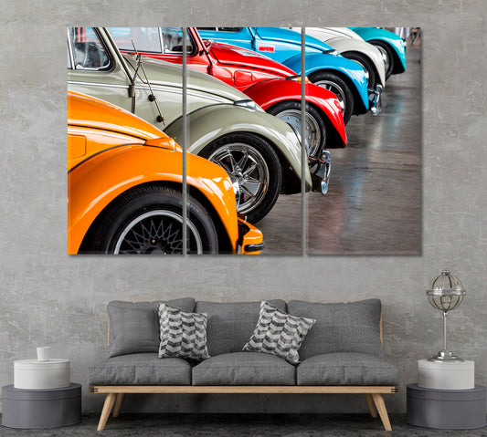Vintage Cars Canvas Print ArtLexy 3 Panels 36"x24" inches 