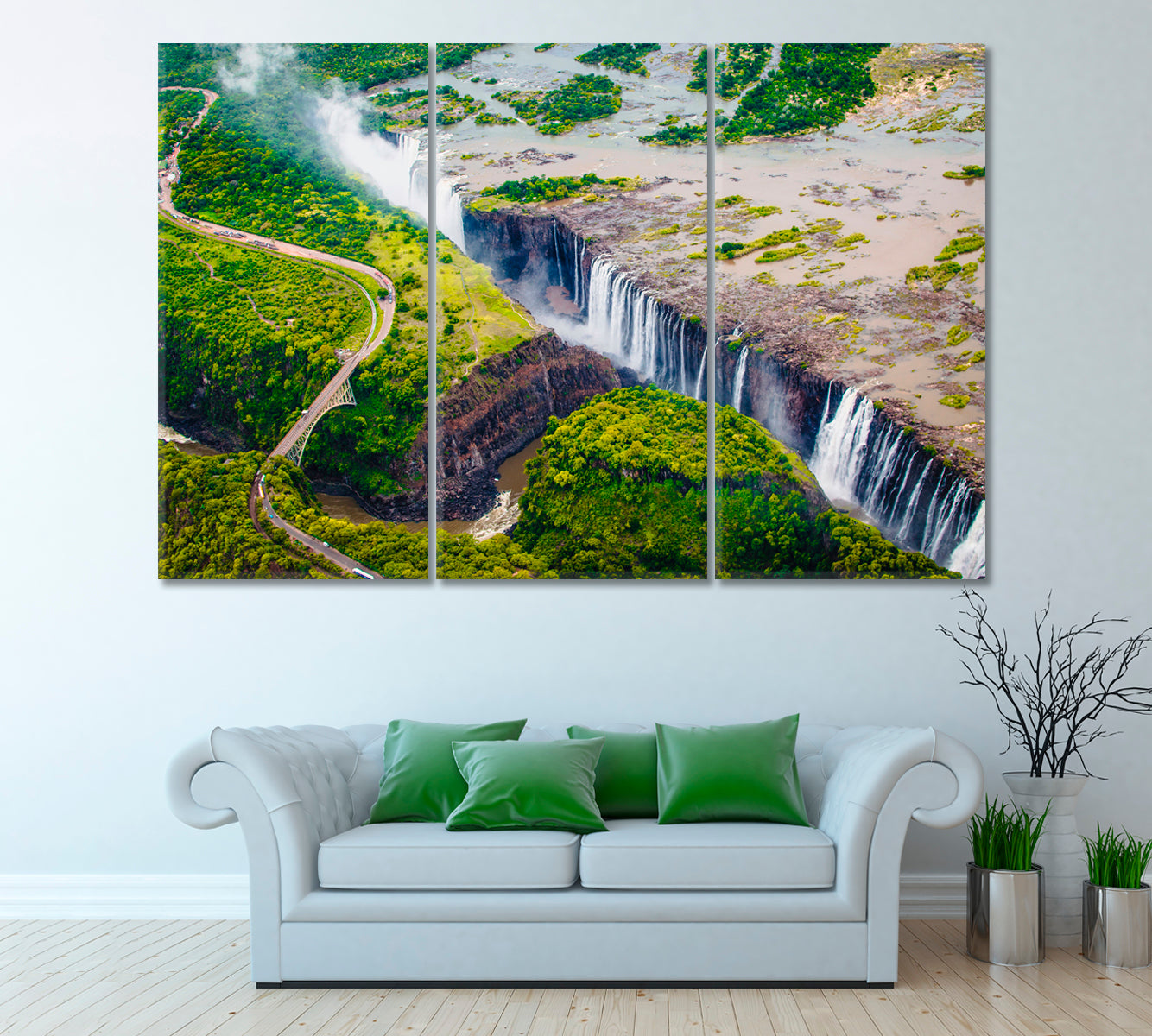 Victoria Falls Zimbabwe Canvas Print ArtLexy 3 Panels 36"x24" inches 