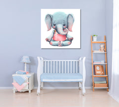 Baby Elephant in Lotus Pose Canvas Print ArtLexy   
