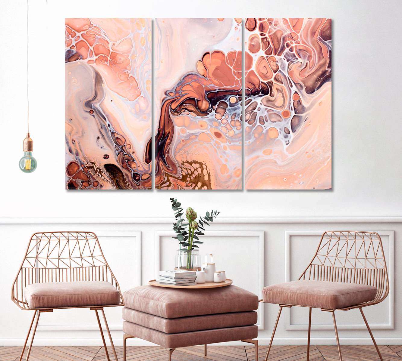 Pastel Colors Acrylic Bubbles Abstract Design Canvas Print ArtLexy 3 Panels 36"x24" inches 