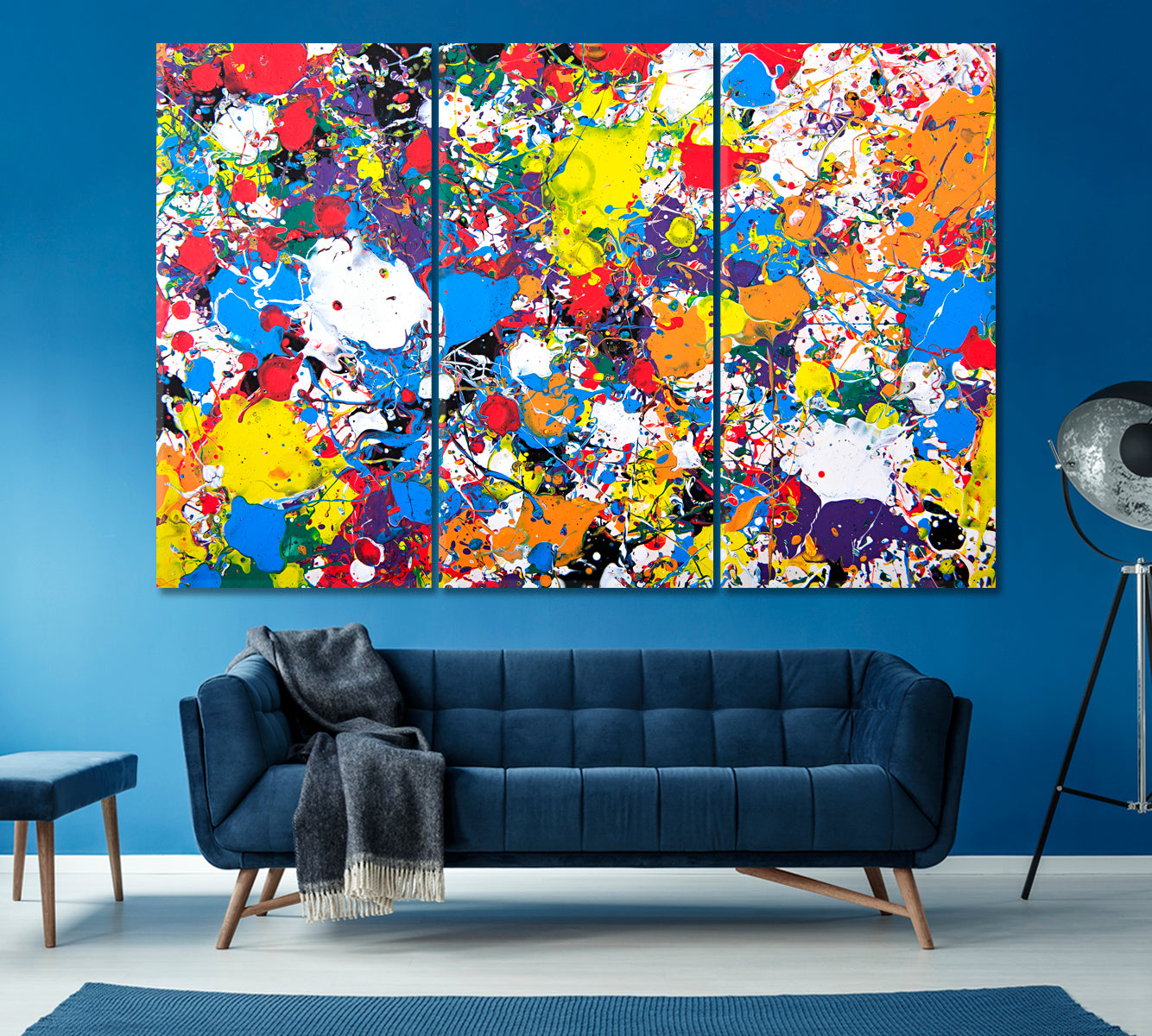 Colorful Abstract Splashes Canvas Print ArtLexy 3 Panels 36"x24" inches 