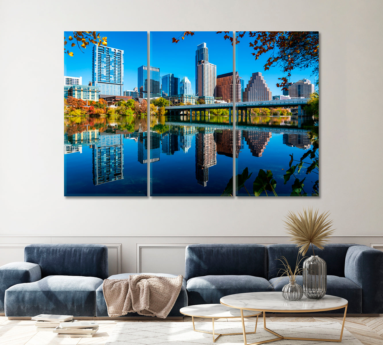 Austin Texas Cityscape Skyline Canvas Print ArtLexy 3 Panels 36"x24" inches 