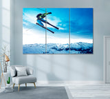 Skier Jumps Canvas Print ArtLexy 3 Panels 36"x24" inches 