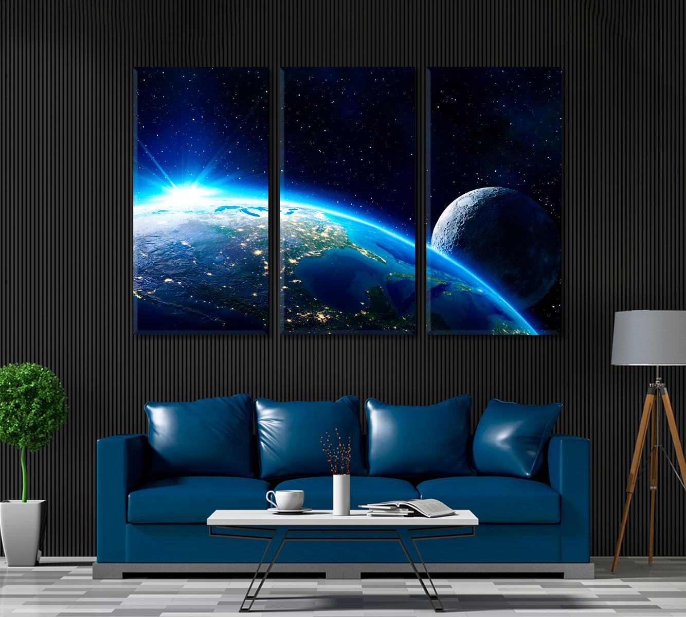 Horizon Planet Earth with Moon Canvas Print ArtLexy   
