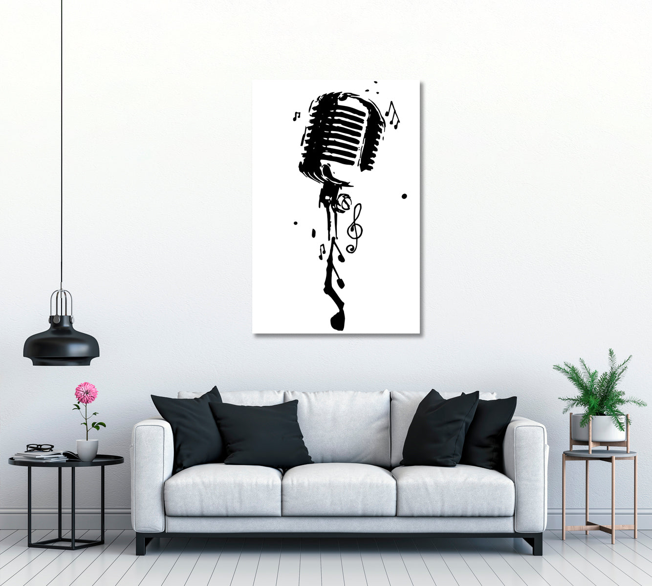 Microphone with Notes Canvas Print ArtLexy 1 Panel 16"x24" inches 