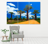 Avenue of Baobabs Madagascar Canvas Print ArtLexy 3 Panels 36"x24" inches 