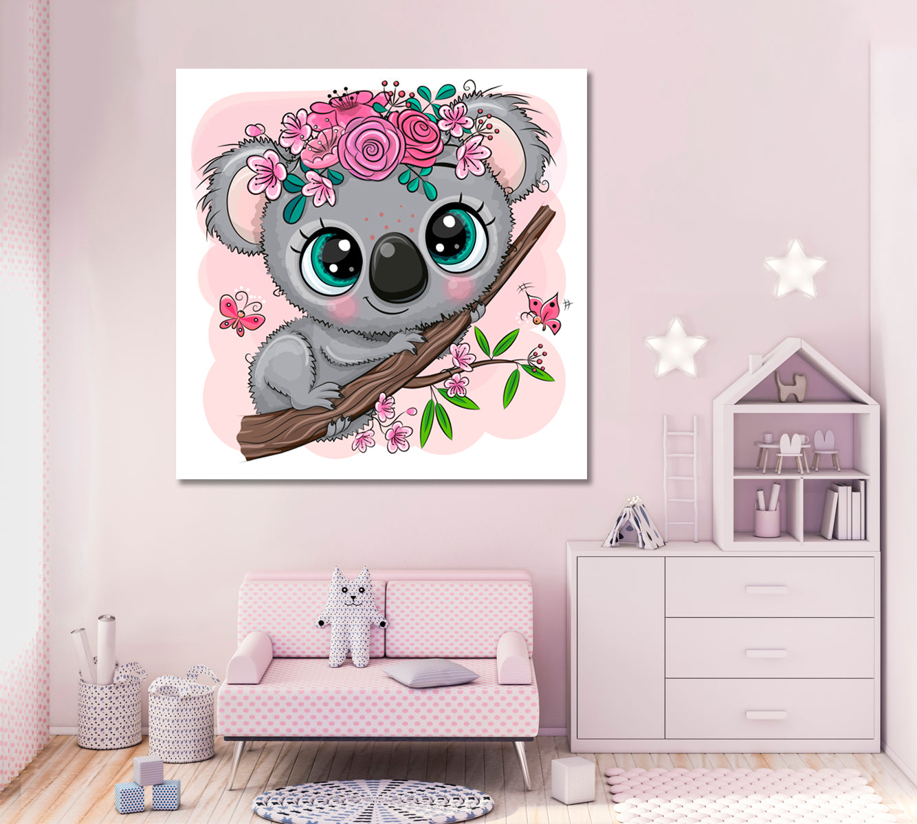 Cute Koala with Flowers Canvas Print ArtLexy   