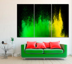 Explosion of Colored Powder Canvas Print ArtLexy 3 Panels 36"x24" inches 