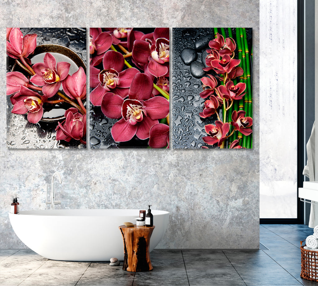 Set of 3 Red Orchid Canvas Print ArtLexy   