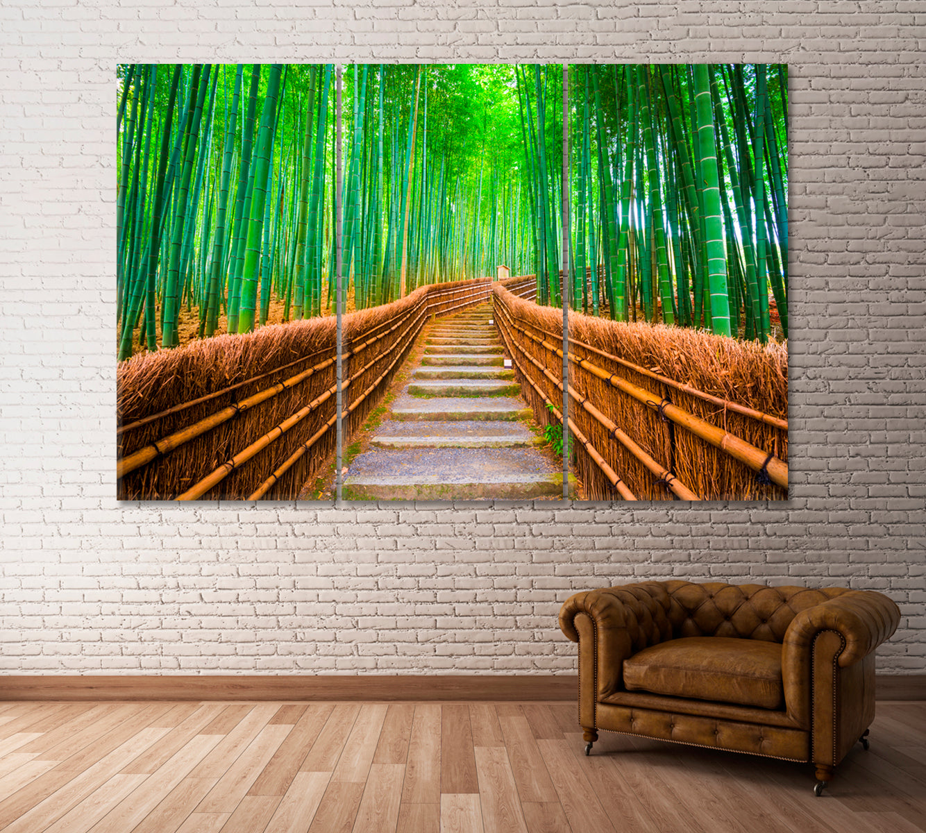 Bamboo Forest Kyoto Japan Canvas Print ArtLexy 3 Panels 36"x24" inches 