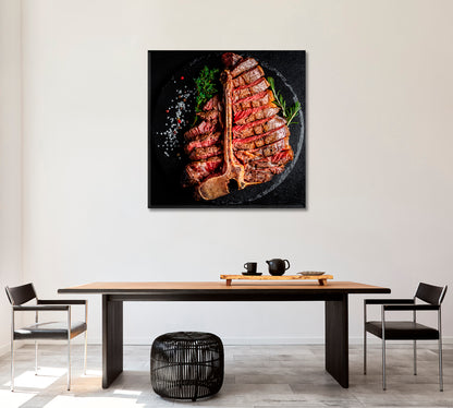 Barbecue T-Bone Steak Canvas Print ArtLexy   