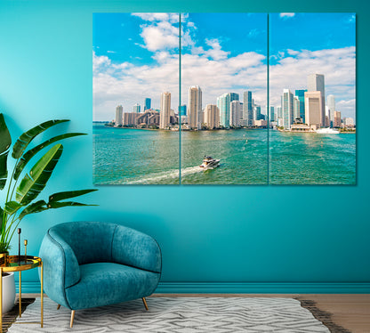 Downtown Miami Canvas Print ArtLexy 3 Panels 36"x24" inches 
