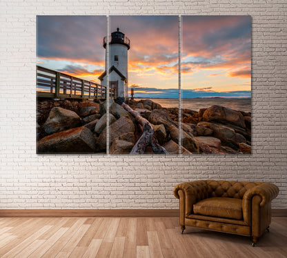 Annisquam Lighthouse Massachusetts Canvas Print ArtLexy 3 Panels 36"x24" inches 