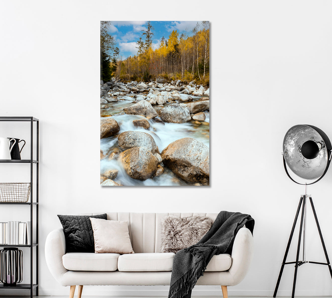 Mountain Stream in Autumn Forest Canvas Print ArtLexy   