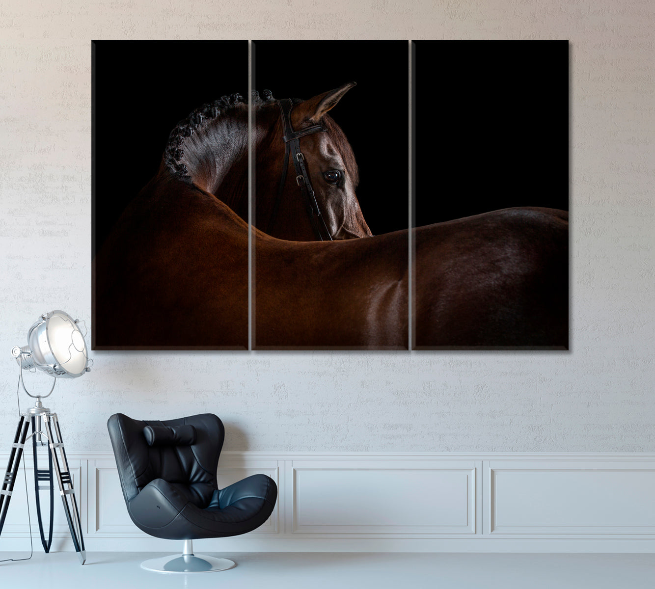 Beautiful Horse Silhouette Canvas Print ArtLexy 3 Panels 36"x24" inches 