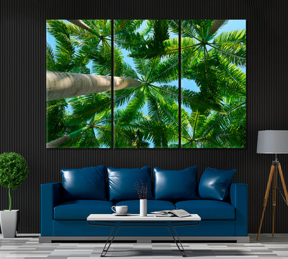 Palm Trees Canvas Print ArtLexy 3 Panels 36"x24" inches 