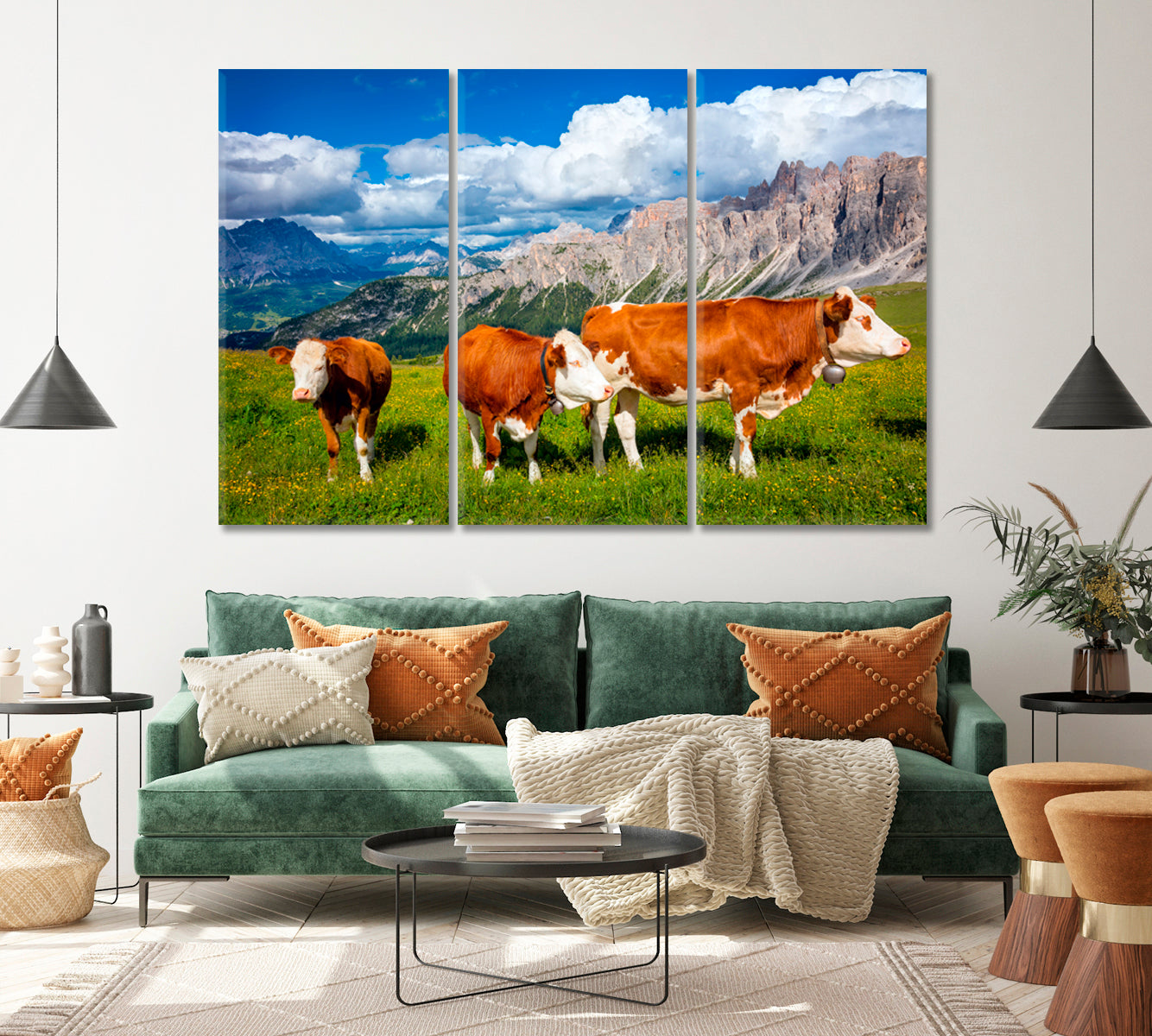 Cows in Alps Mountains Canvas Print ArtLexy   