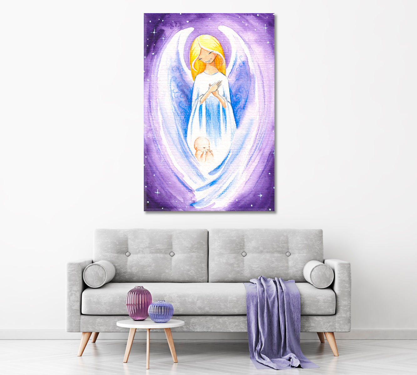 Guardian Angel Protects Child Canvas Print ArtLexy 1 Panel 16"x24" inches 