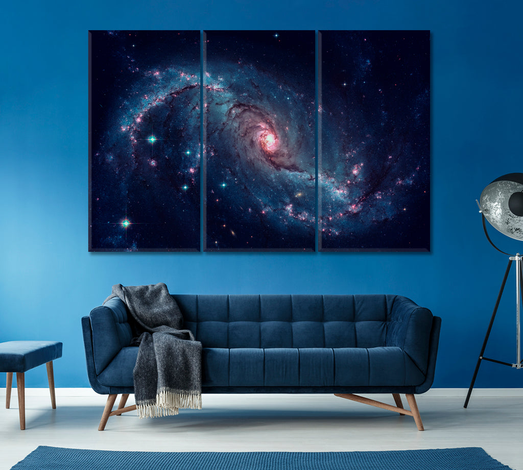 Stellar Nursery in the Arms of NGC 1672 Canvas Print ArtLexy 3 Panels 36"x24" inches 