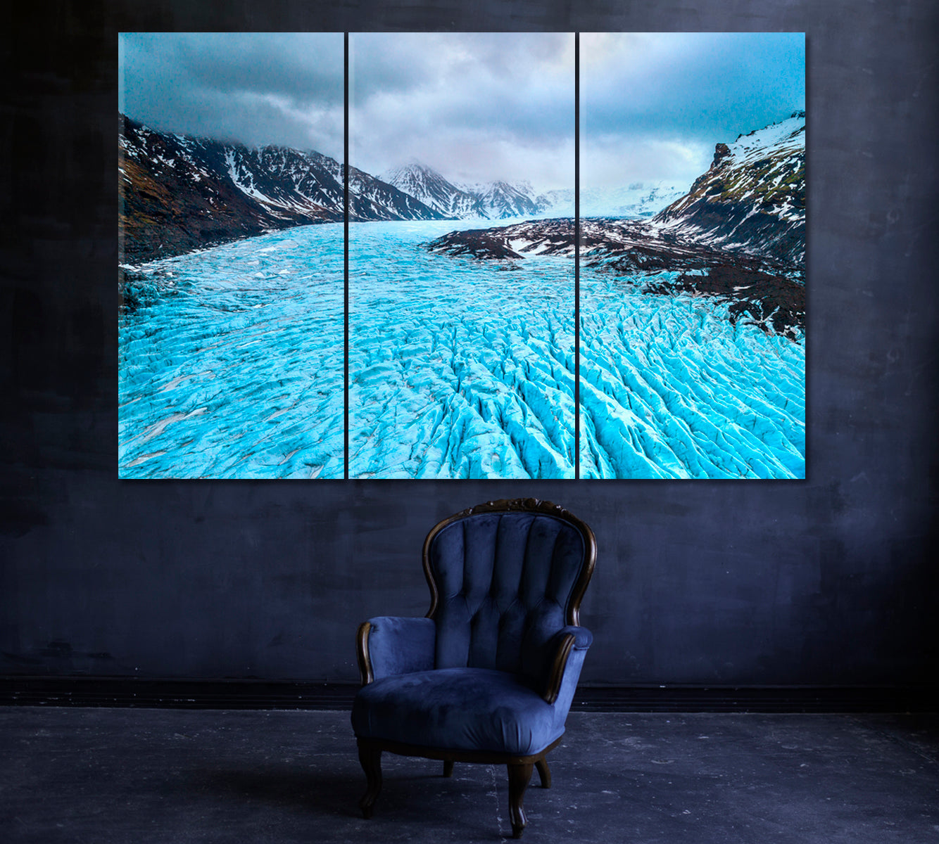 Skaftafell Glacier Vatnajokull National Park Iceland Canvas Print ArtLexy 3 Panels 36"x24" inches 