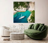 Luxury Yacht in Bay Canvas Print ArtLexy 1 Panel 12"x12" inches 