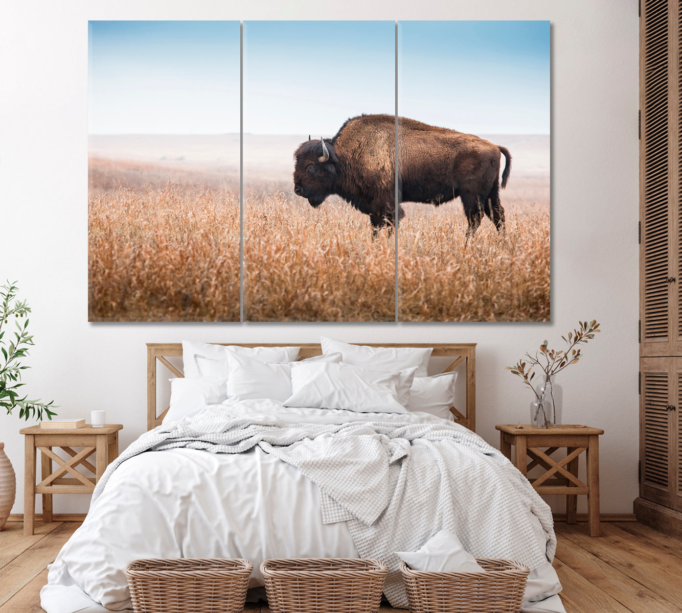 American Bison Canvas Print ArtLexy 3 Panels 36"x24" inches 