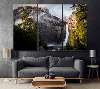 Yosemite Falls in Yosemite National Park California Canvas Print ArtLexy 3 Panels 36"x24" inches 