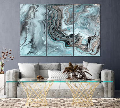 Abstract Liquid Marble Canvas Print ArtLexy 3 Panels 36"x24" inches 