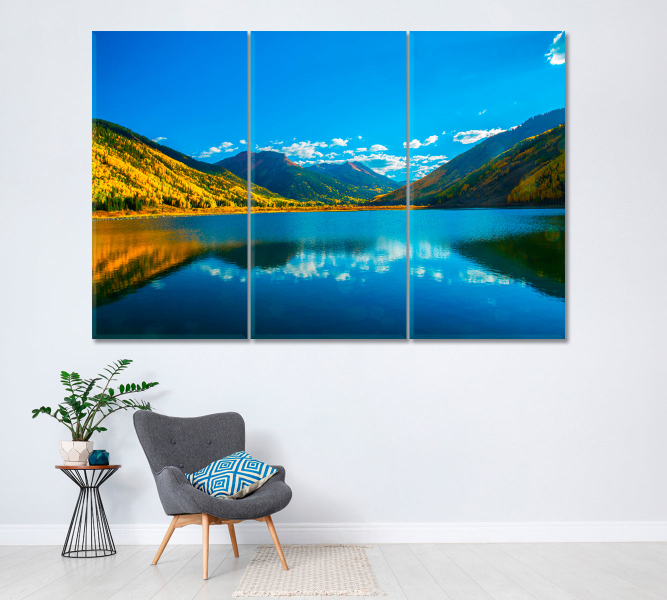 Crystal Lake with San Juan Mountains Colorado Canvas Print ArtLexy 3 Panels 36"x24" inches 