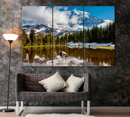 Mount Rainier National Park Washington Canvas Print ArtLexy 3 Panels 36"x24" inches 