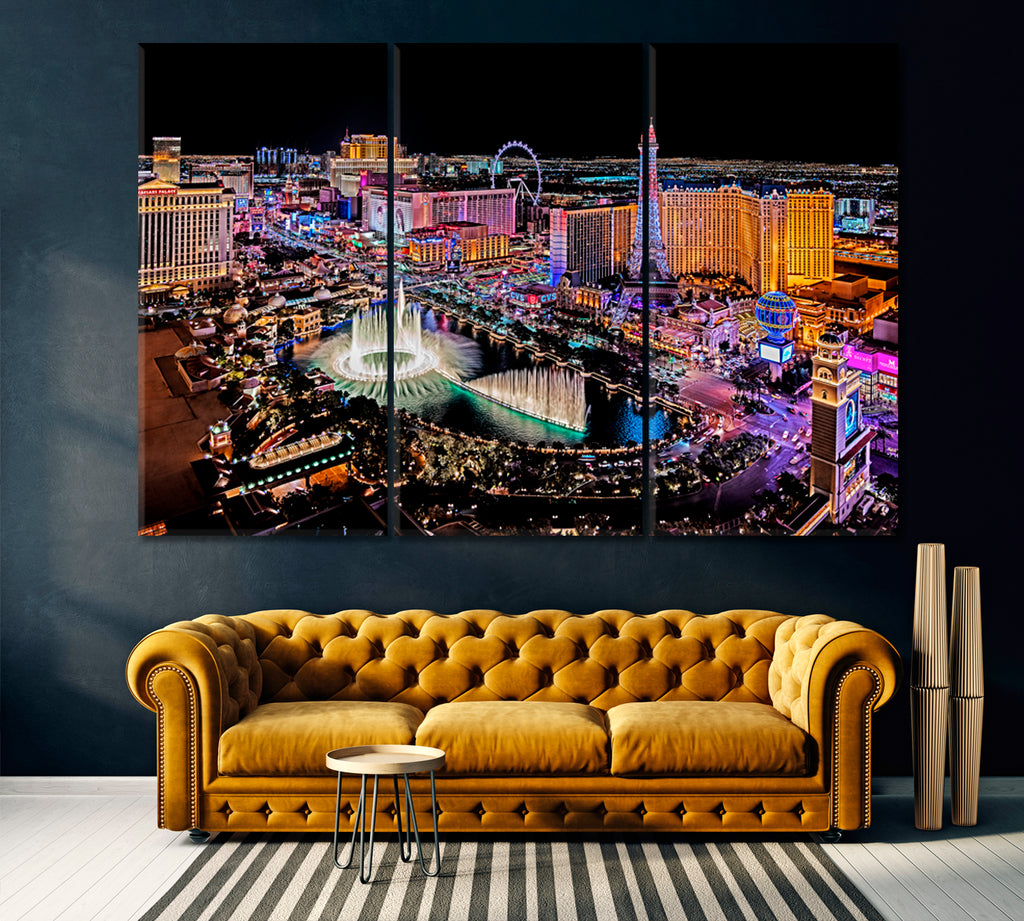 Las Vegas Nevada Canvas Print ArtLexy 3 Panels 36"x24" inches 