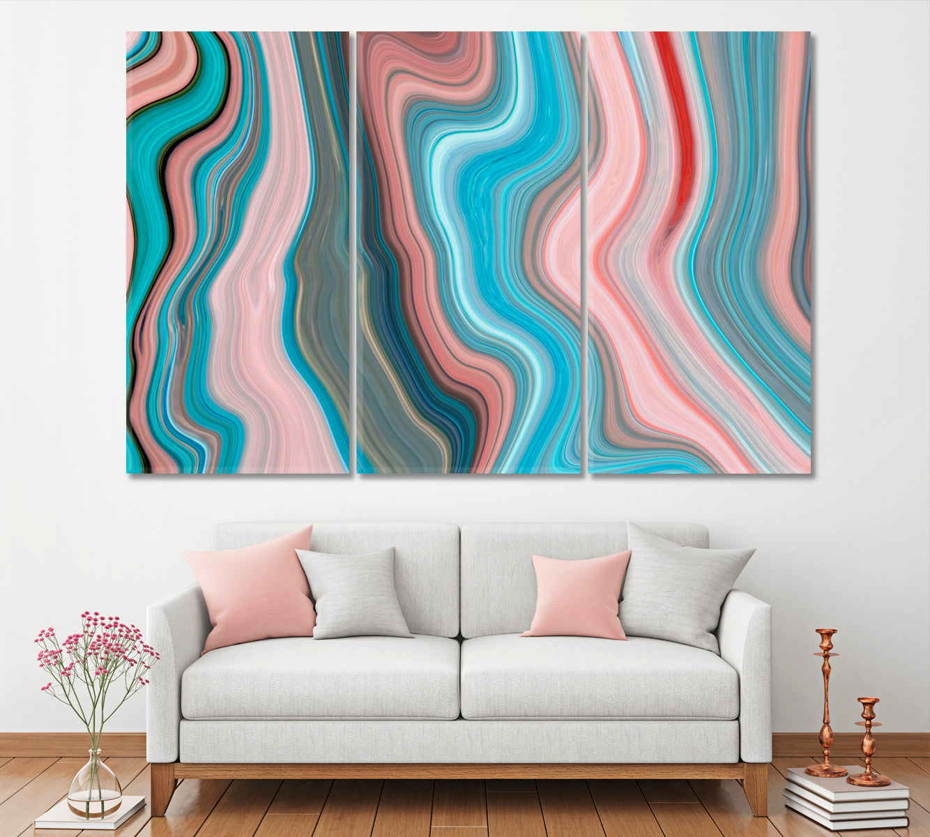Colorful Marble Pattern Canvas Print ArtLexy 3 Panels 36"x24" inches 