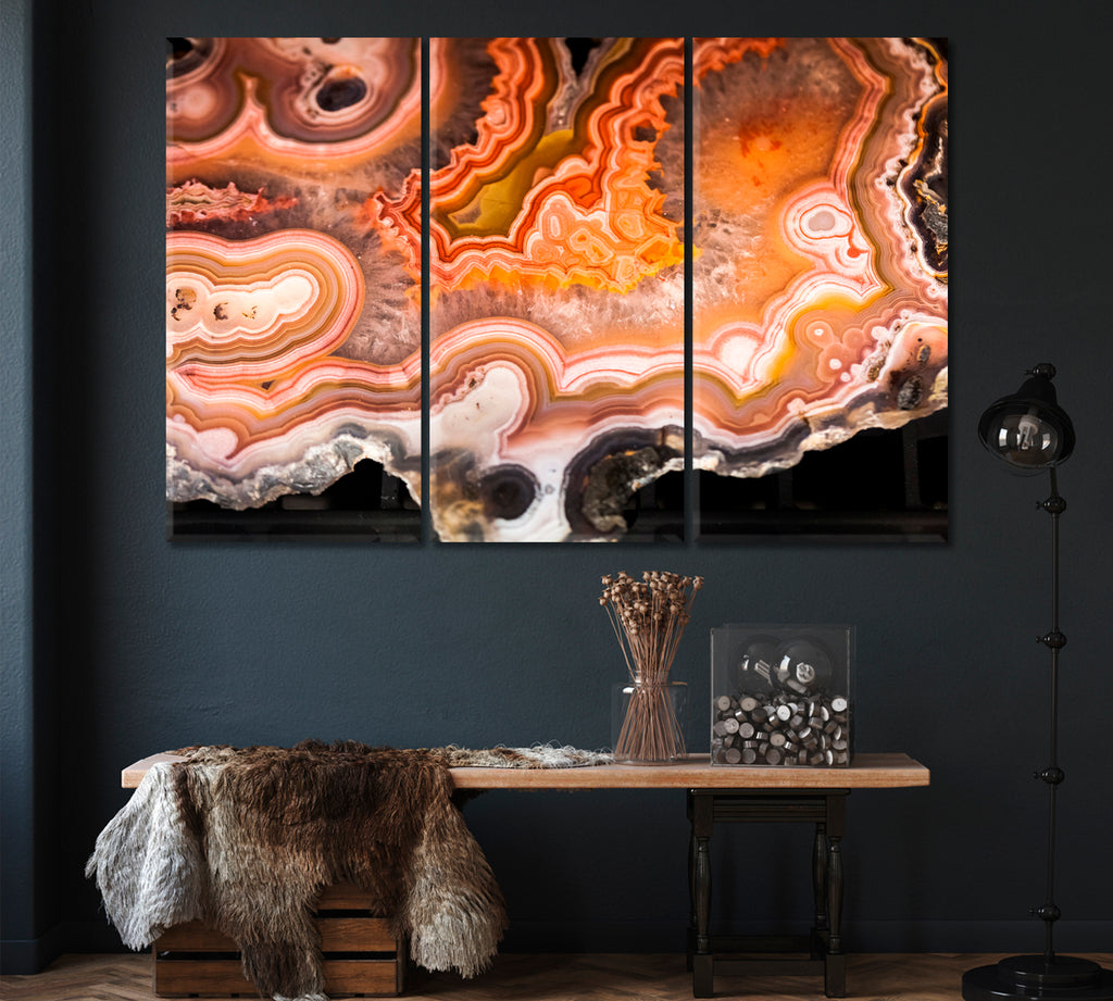Polished Agate Stone Canvas Print ArtLexy 3 Panels 36"x24" inches 