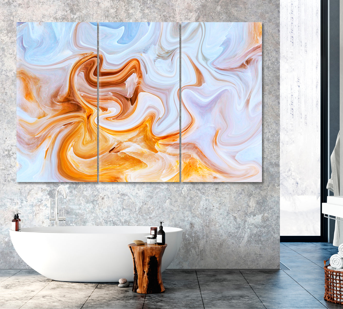 Abstract Marble Waves Canvas Print ArtLexy 3 Panels 36"x24" inches 