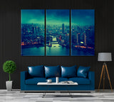 Shanghai Skyline China Canvas Print ArtLexy 3 Panels 36"x24" inches 