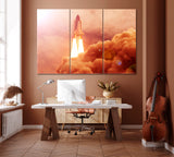 Rocket Launch Canvas Print ArtLexy 3 Panels 36"x24" inches 