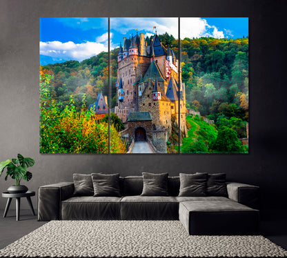 Eltz Castle Germany Canvas Print ArtLexy 3 Panels 36"x24" inches 