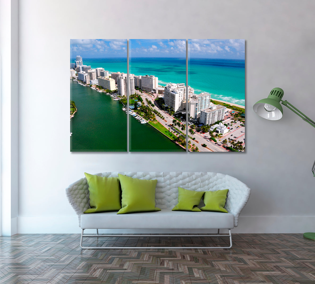 Miami South Beach Florida Canvas Print ArtLexy 3 Panels 36"x24" inches 