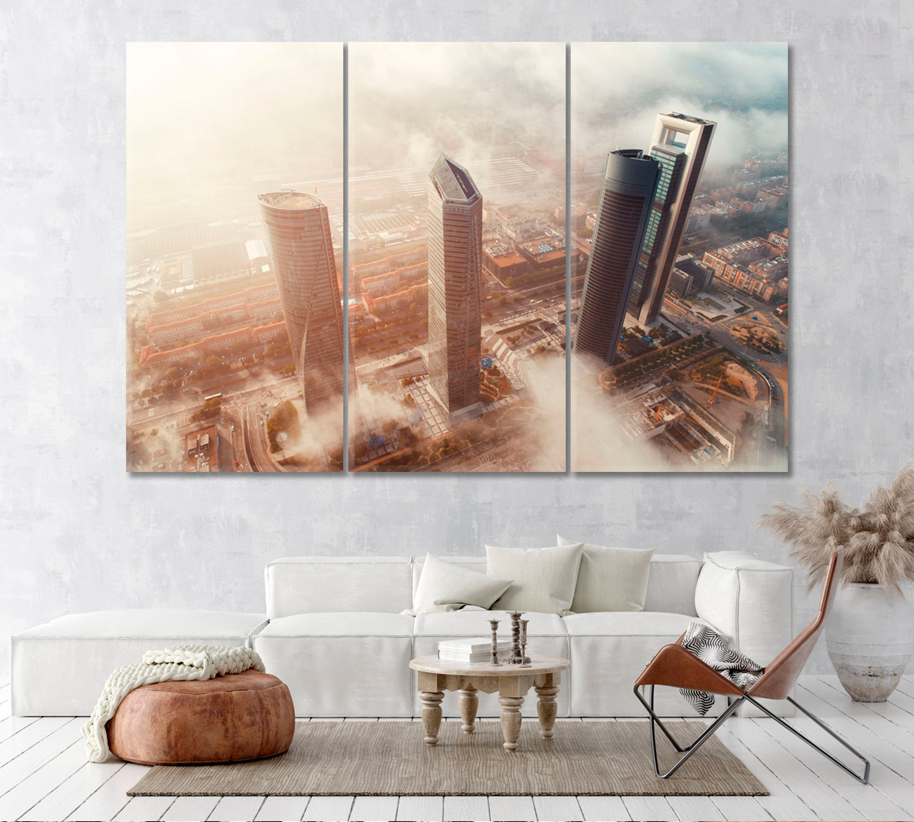 Madrid Financial Business District Spain Canvas Print ArtLexy 3 Panels 36"x24" inches 