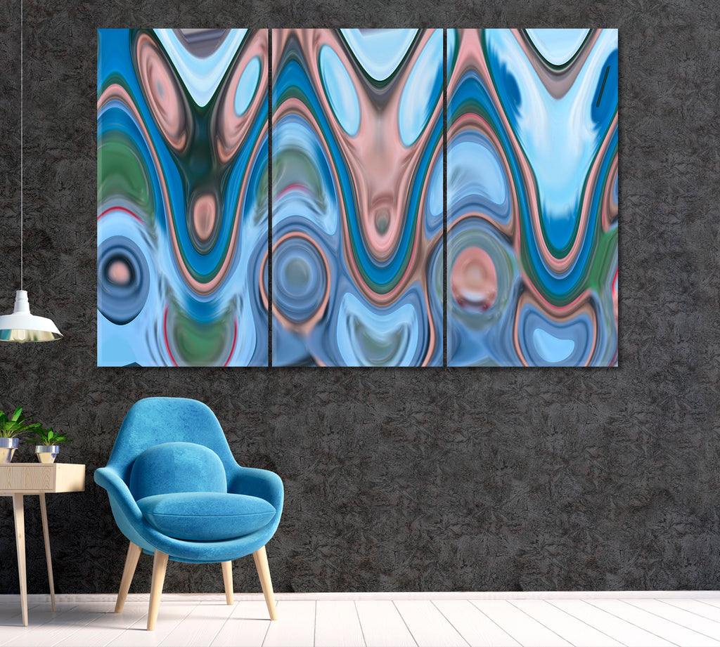 Blue Blurred Abstract Pattern Canvas Print ArtLexy 3 Panels 36"x24" inches 