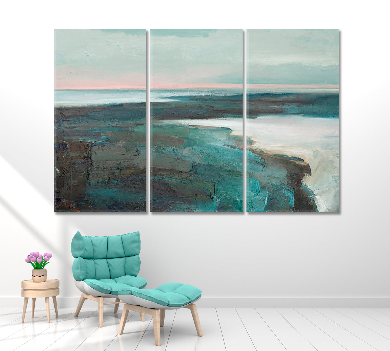 Abstract Seascape Canvas Print ArtLexy 3 Panels 36"x24" inches 