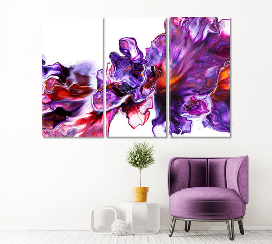 Abstract Purple Flower Canvas Print ArtLexy 3 Panels 36"x24" inches 