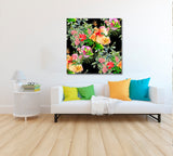 Colorful Watercolor Painting of Leaf and Flowers Canvas Print ArtLexy   
