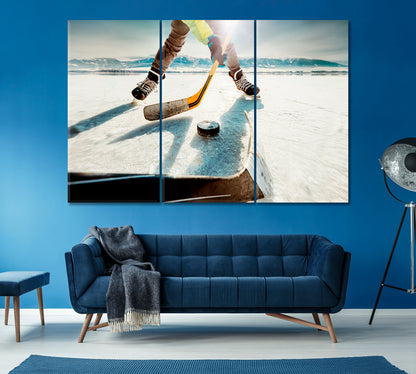 Ice Hockey Canvas Print ArtLexy 3 Panels 36"x24" inches 